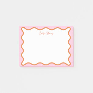 Post-it® Vibrant Colorful Orange Rose Wavy Zigzag Bordure