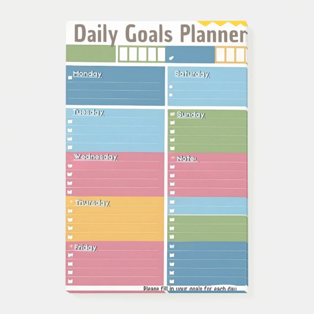 Post-it® Vibrant Daily Goal Planner Publier les notes (Devant)