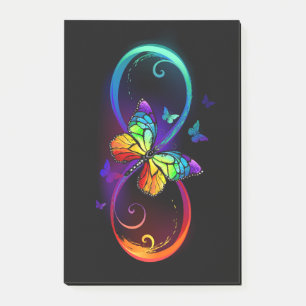 Post-it® Vibrant infinity with rainbow butterfly on black
