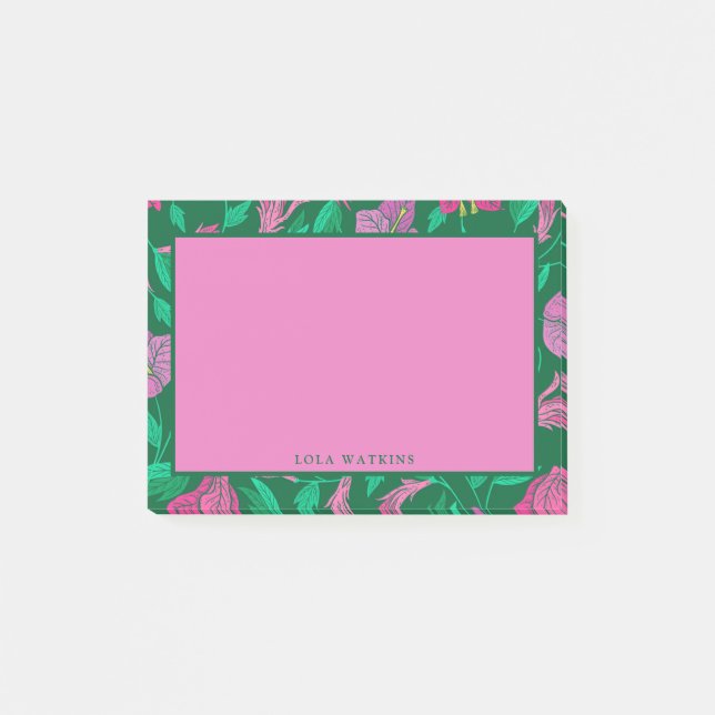 Post-it® Vibrant modèle floral rose et vert tropical (Devant)