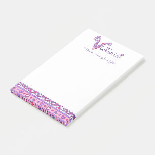 Post-it® Victoria lettre V nom signifiant rose violet