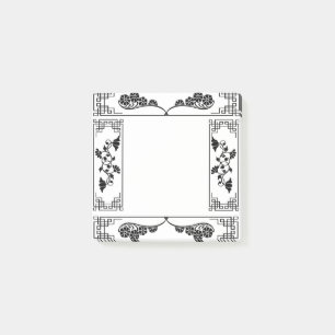 Post-it® Victorian Baroque Elégant noir et blanc floral