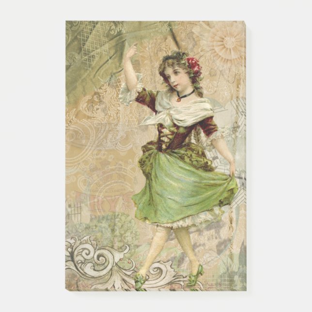 Post-it® Victorian Dancing Girl Green St. Patrick’s Day (Devant)