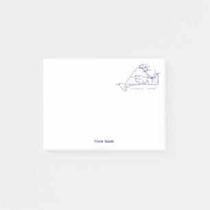 Post-it® Vignoble de Martha Carte Vintage no 1 Marine Blue