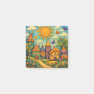 Post-it® Village de conte de fées fantaisiste Art sur toile