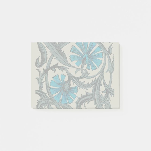 Post-it® vintage bleu antique fleurs artisanat rustique (Devant)