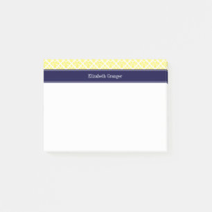 Post-it® Vintage Jaune What Damask #3 Nom de la marine Mono