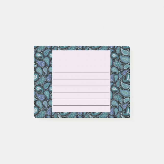 Post-it® Vintage Paisley Blue Floral Turquoise (Devant)