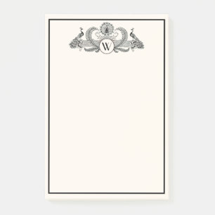 Post-it® Vintage Peacocks Monogram Ivory BG