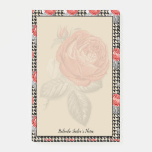 Post-it® Vintage rose et motif pied de poule rose pâle