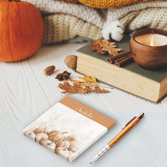 Post-it® Vintage rouille Brown aquarelle citrouilles (Vintage Rust Brown watercolor pumpkins Post-it Notes)