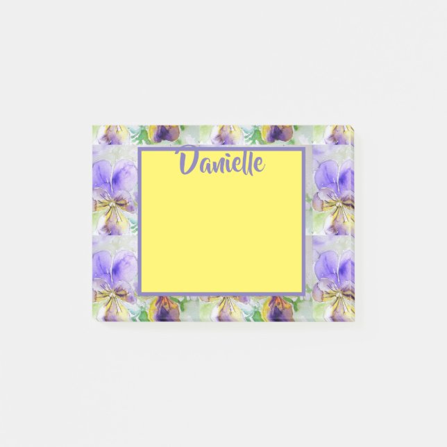 Post-it® Viola Watercolor Art Womans Nom Post Notes (Devant)