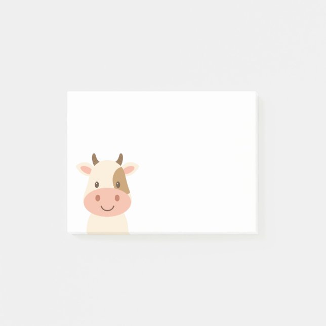 Post-it® Visage animal de ferme de vache mignonne (Devant)