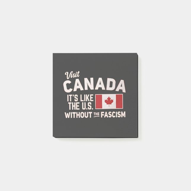 Post-it® Visiter le Canada C’est comme les États-Unis, mais (Devant)