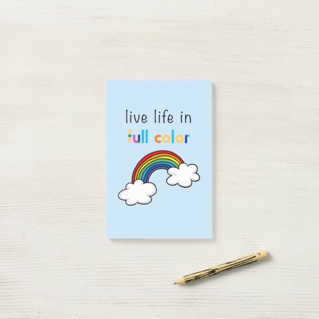 Post-it® Vivez la vie en couleurs arc-en-ciel (Sur un bureau)