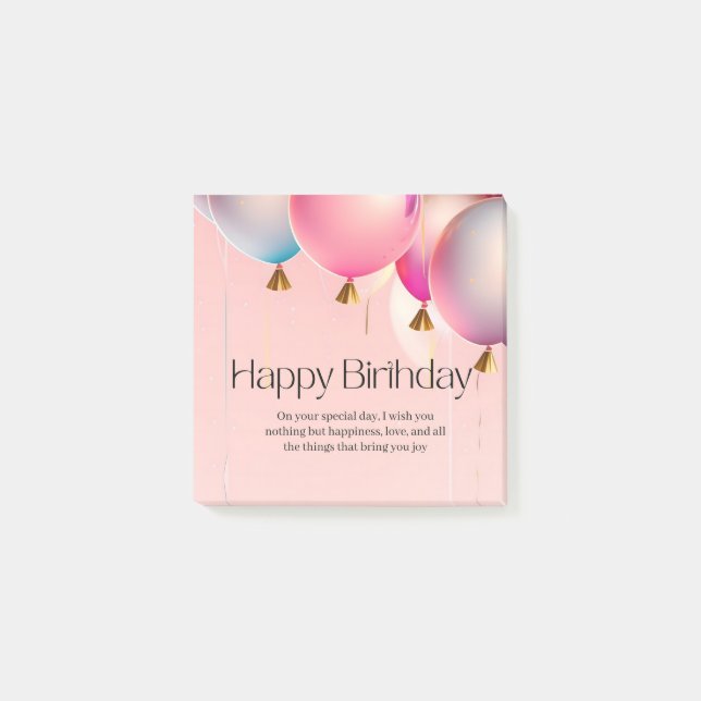 Post-it® Vœux d'anniversaire rose (Devant)