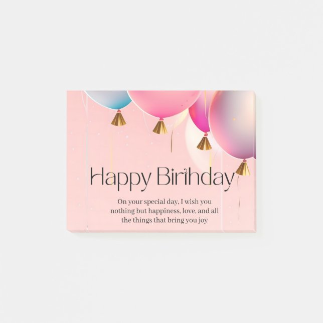 Post-it® Vœux d'anniversaire rose (Devant)