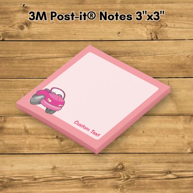Post-it® Voiture de dessin animé rose (Créateur téléchargé)