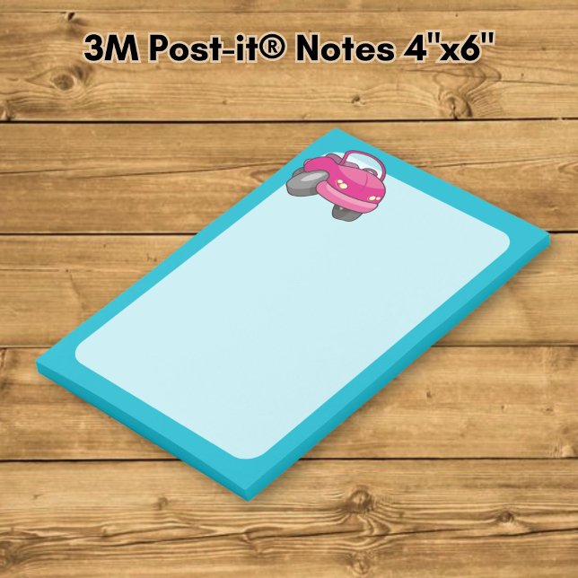 Post-it® Voiture de dessin animé rose (Créateur téléchargé)