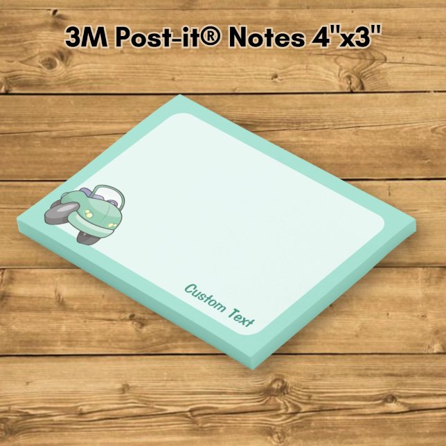 Post-it® Voiture de dessin animé vert menthe (Créateur téléchargé)
