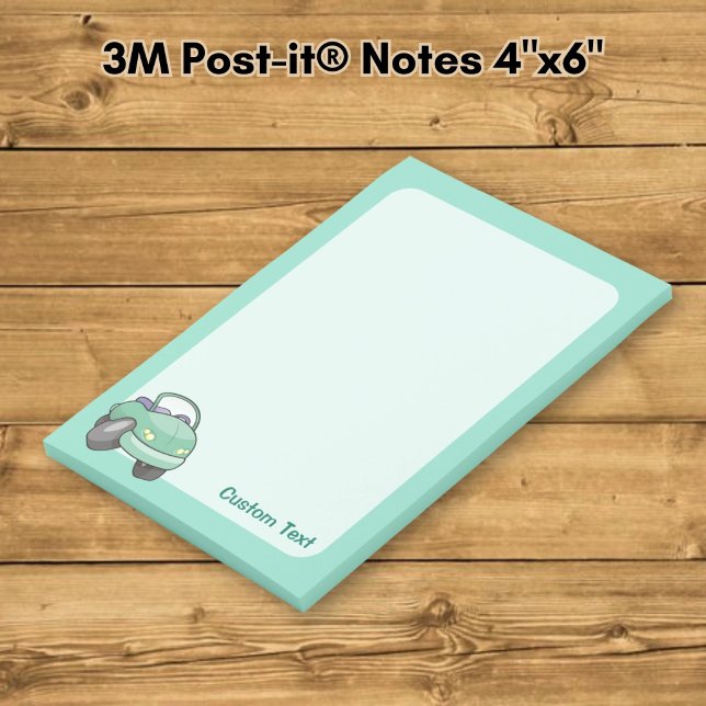 Post-it® Voiture de dessin animé vert menthe (Créateur téléchargé)