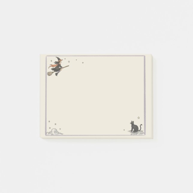 Post-it® Vol de sorcière non ligné 4" x 3"  (Devant)