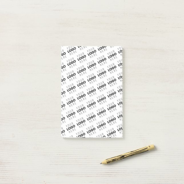 Post-it® Votre logo simple motif diagonal répétitif (Sur un bureau)