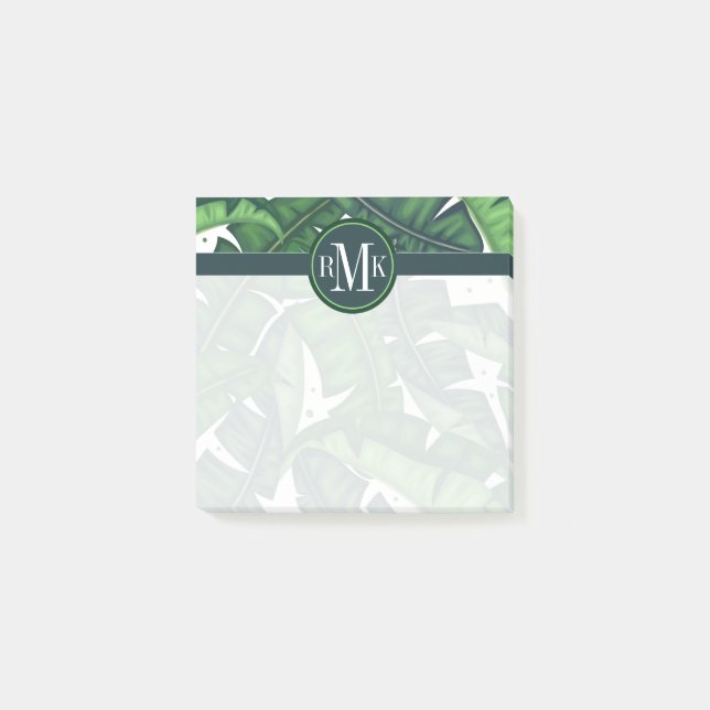 Post-it® Votre monogramme | Feuilles de palmiers tropicaux (Devant)