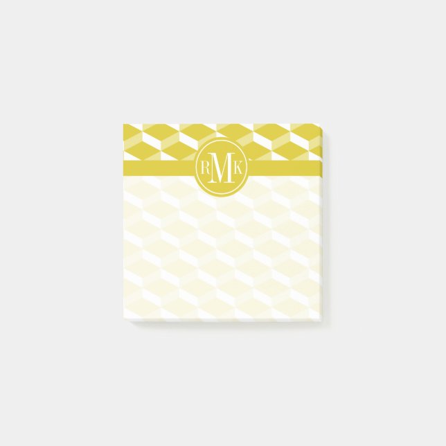 Post-it® Votre monogramme | Motif géométrique d'or (Devant)