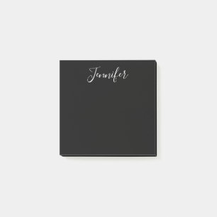 Post-it® Votre nom Écriture blanche élégante sur fond noi
