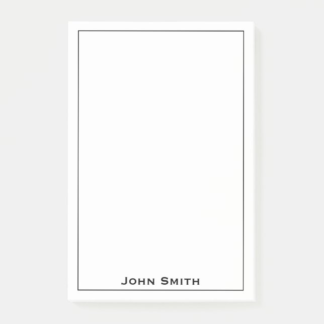 Post-it® Votre nom Entreprise Minimaliste Noir/Blanc (Devant)