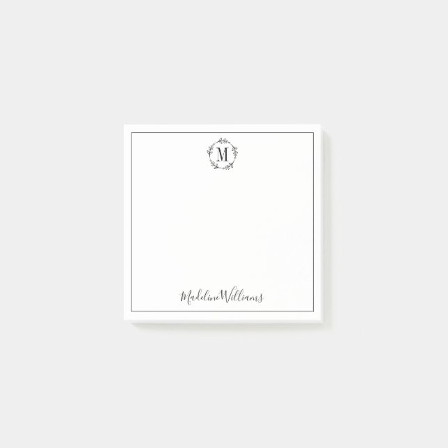 Post-it® Votre nom et couronne de monogramme (Devant)
