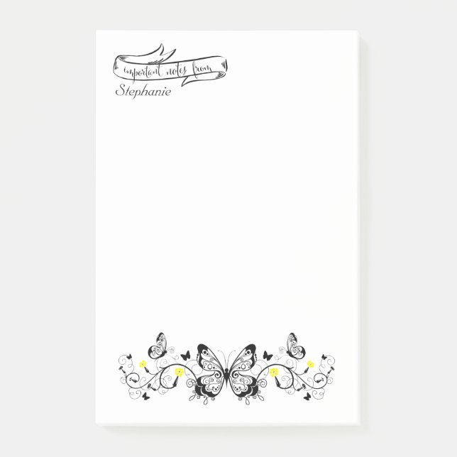 Post-it® VOTRE NOM | notes importantes de - Lacy Butterfly (Devant)