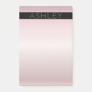 Post-it® Votre nom Rose pâle ombré & Rayures blanches