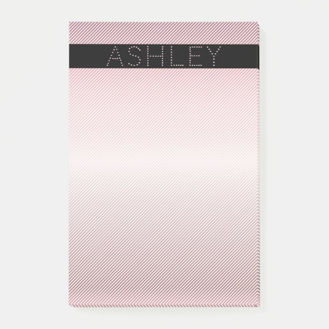 Post-it® Votre nom | Rose pâle ombré & Rayures blanches (Devant)