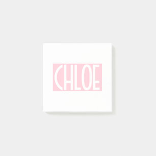 Post-it® Votre nom Texte blanc gras sur rose clair