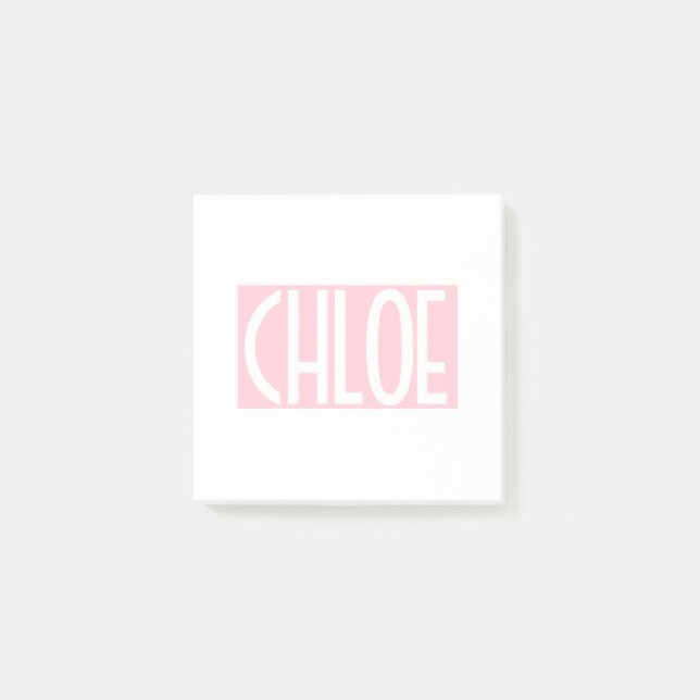 Post-it® Votre nom | Texte blanc gras sur rose clair (Devant)