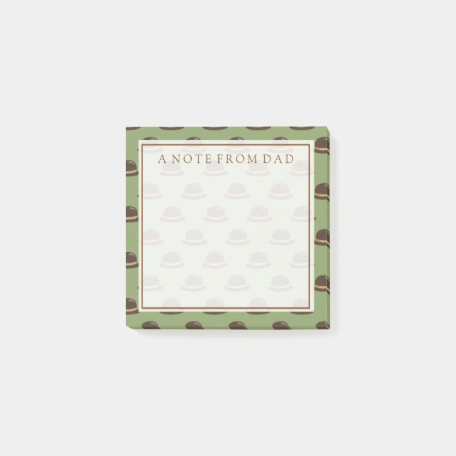 Post-it® Votre texte | Bowler Casquette Brown & vert (Devant)