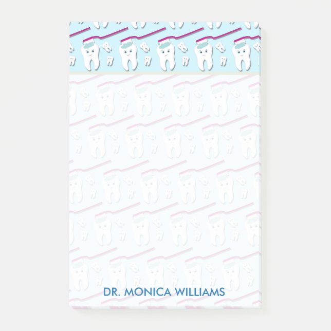 Post-it® Votre texte | Dents mignons et brosses à dents (Devant)