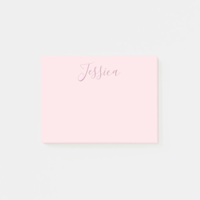 Post-it® Votre texte | Élégant Script & Soft Blush Rose (Devant)