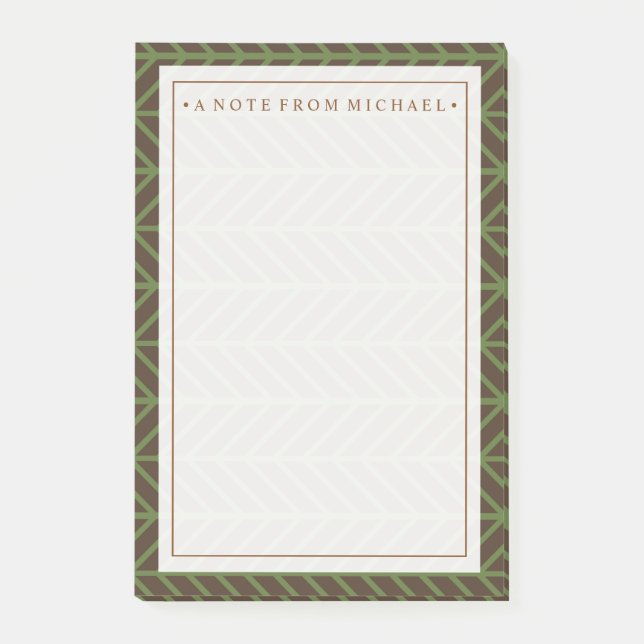 Post-it® Votre texte | Kaki Herringbone (Devant)
