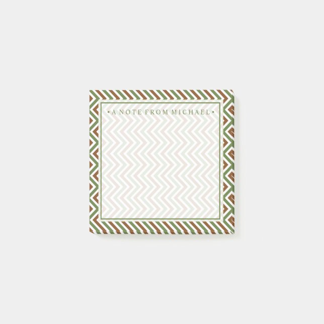 Post-it® Votre texte | Khaki Chevron (Devant)