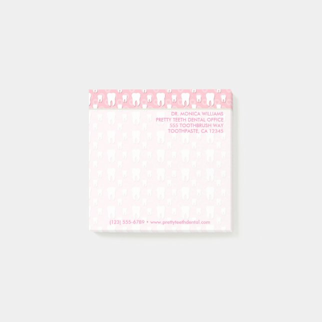 Post-it® Votre texte | Mignonne Dentille Bureau dentaire (Devant)