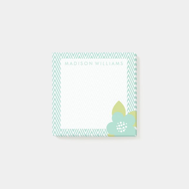 Post-it® Votre texte | Pastel Floral Chevron (Devant)