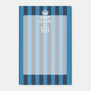 Post-it® Votre texte sur Garder Calme Bleu Stripes