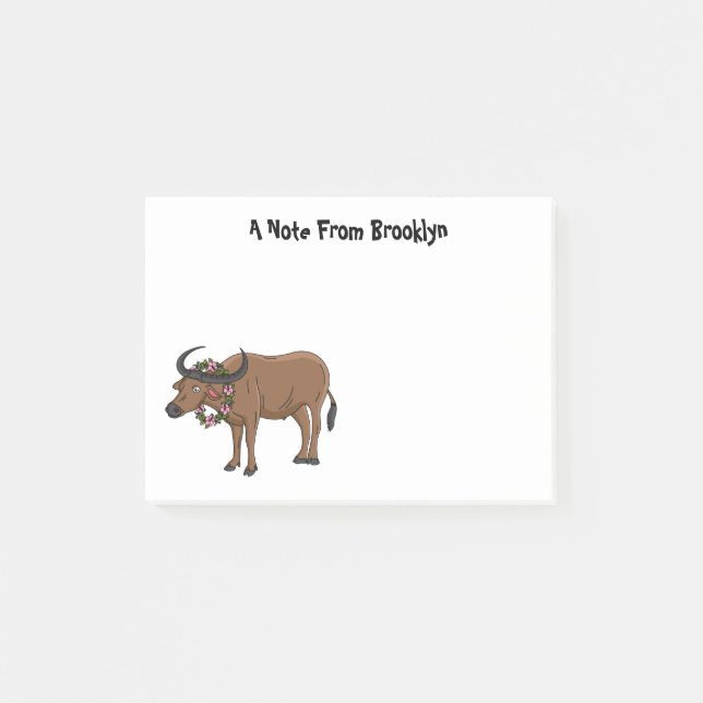 Post-it® Water buffalo with flowers (Devant)