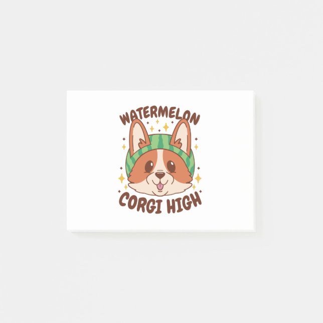 POST-IT® WATERMELON CORGI HAUT, CORGI PORTEUR WATERMELON (Devant)