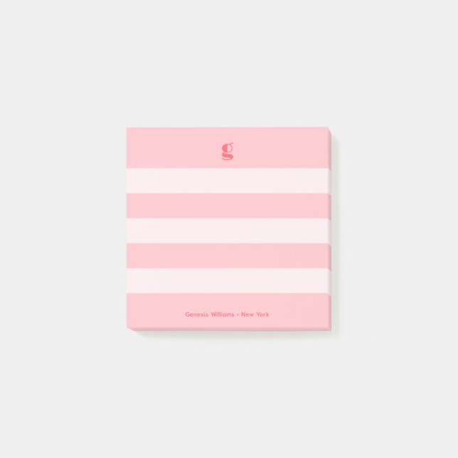 Post-it® Watermelon Modern Monogramme Nom Super trié (Devant)