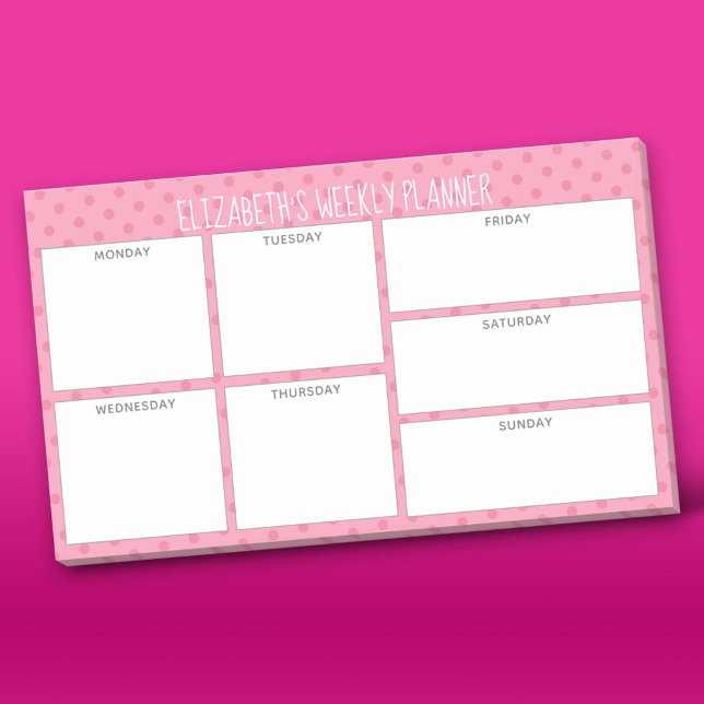 Post-it® Weekly Planner avec nom de motif rose vif (Custom Post-it Notepad)