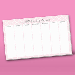 Post-it® Weekly Planner avec nom de motif rose vif